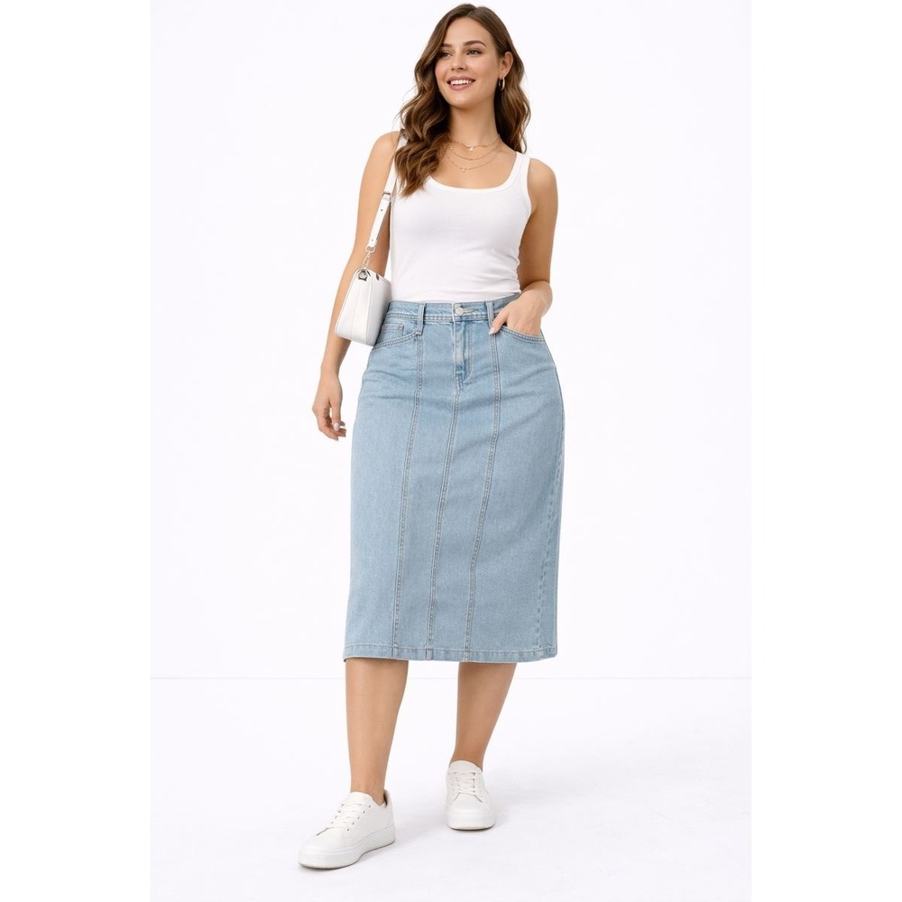 NWT Levi Strauss Signature Women's Vintage 95 Seamed Denim Midi Skirt‎ Size S